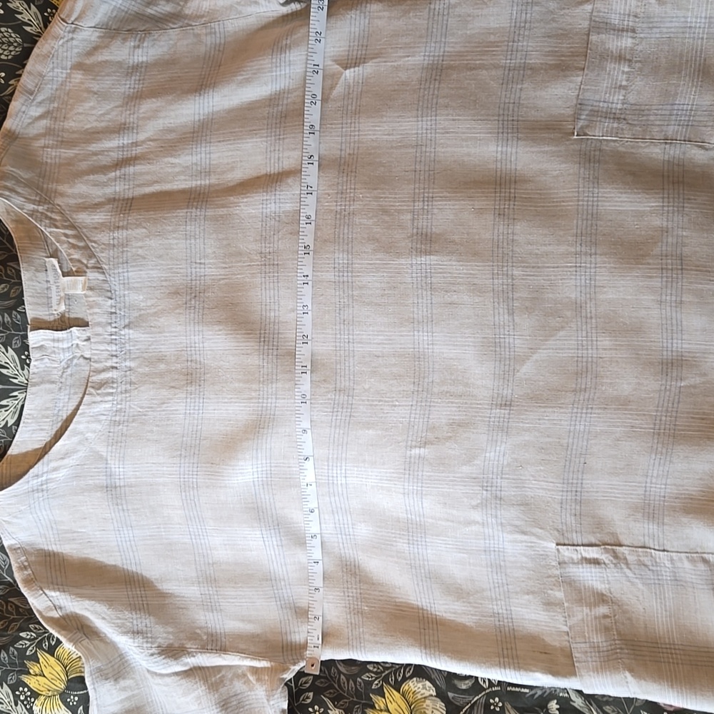 EUC Wms Eileen Fisher Tan Linen Top Size Small - Picture 4 of 9